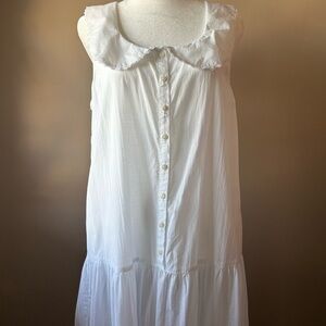 Vintage Eileen West For Queen Annes Lace White Cotton Nightgown Dress